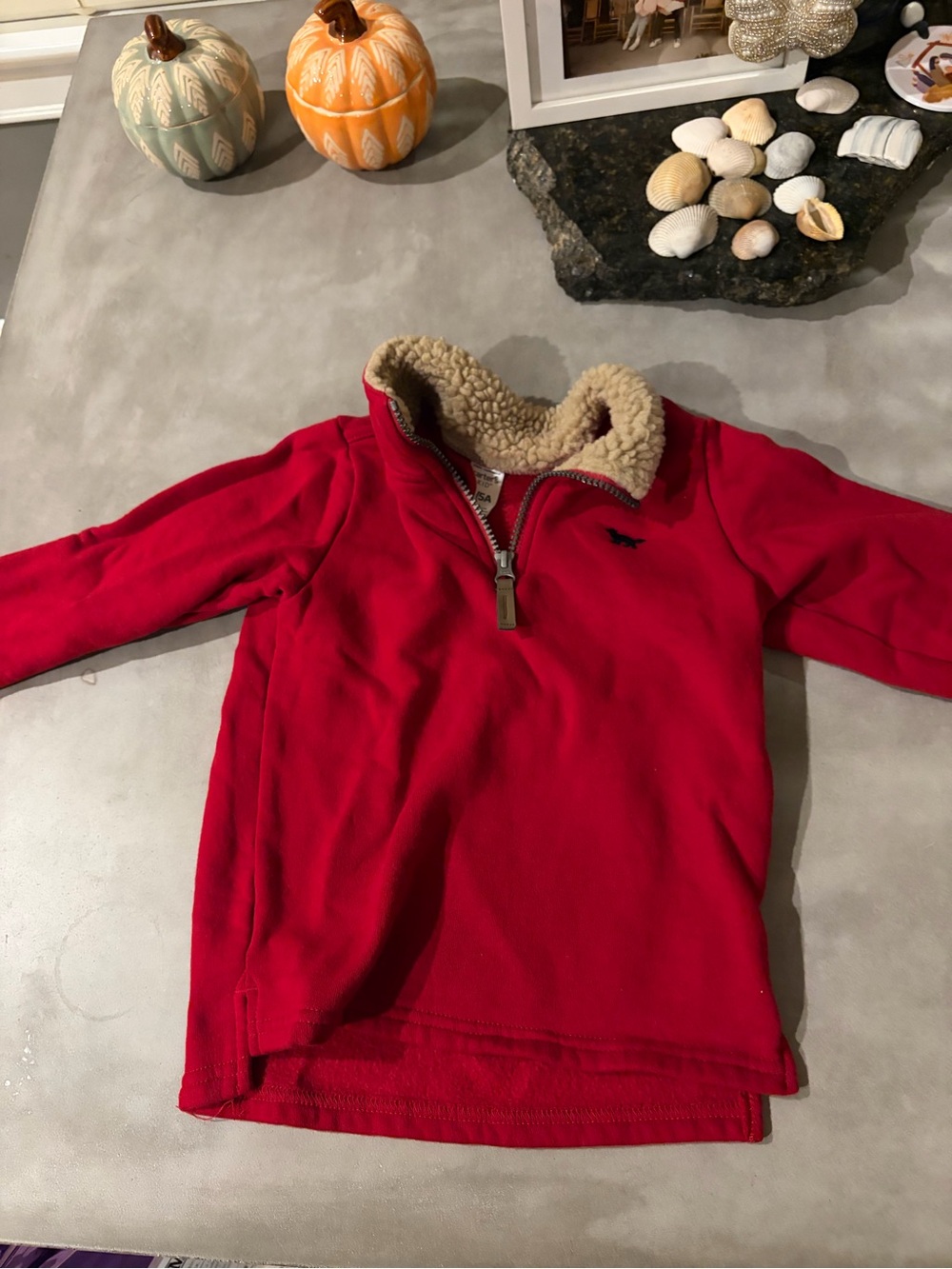Carter's Red Quarter-Zip Pullover with Sherpa Collar